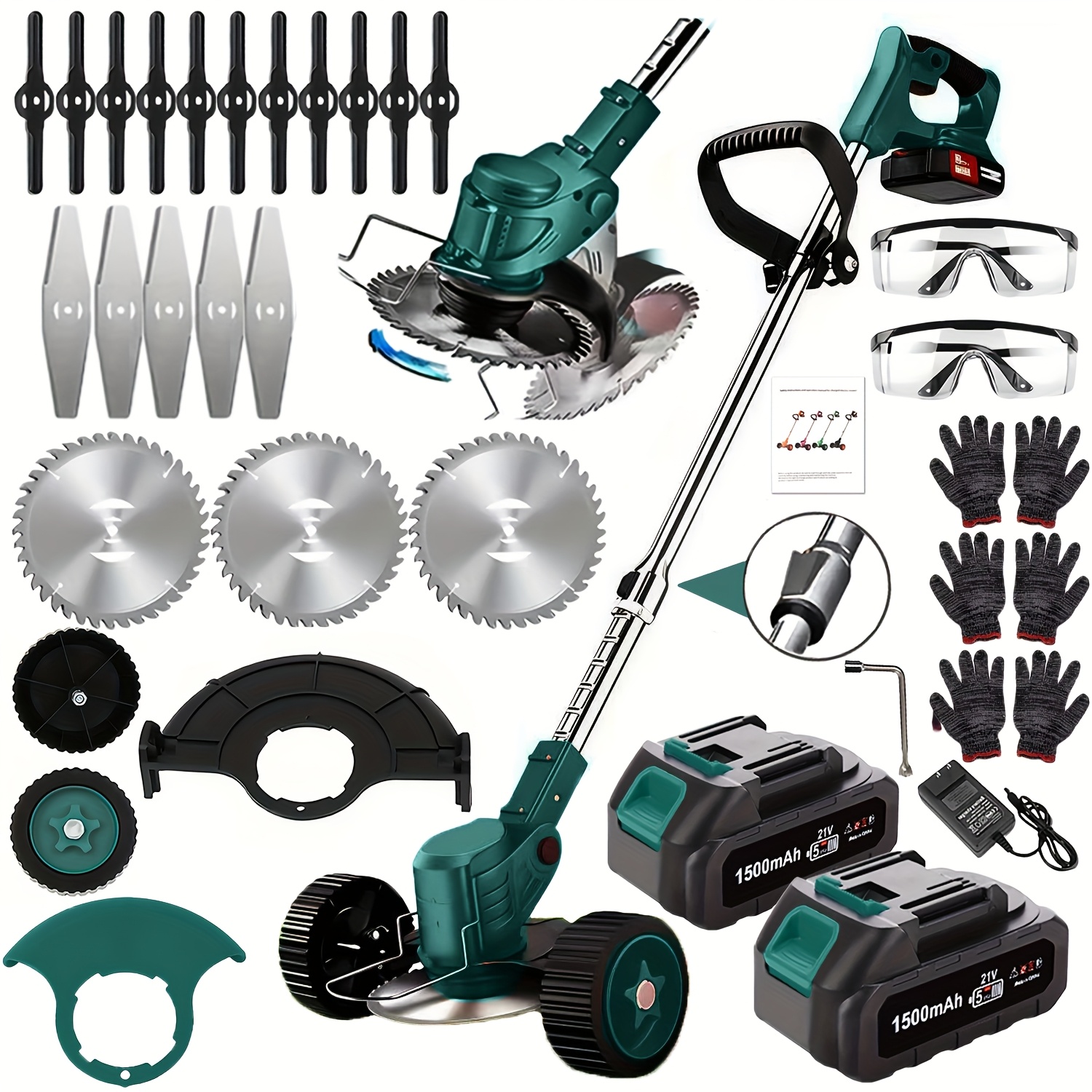 portable home cordless electric lawn mower yard weeder cordless lawn mower with 3 models of blades and two high capacity lithium ion batteries   lots of gifts suitable for lawn yard   for father husband fathers day gift details 3