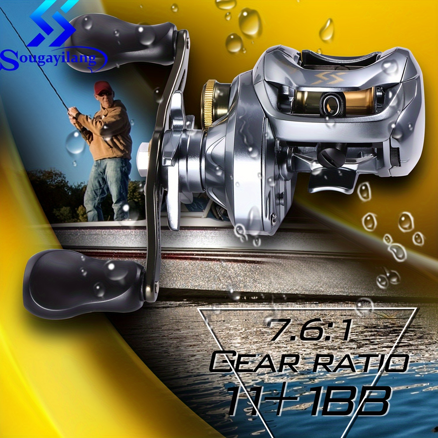 

Sougayilang Baitcasting Reel 11+1 Stainless Steel Ball Bearings 7.6:1 Gear Ratio High-speed Fishing Reel With Magnetic Brake Syestem Left/right Optional Powerful Bait Casting Fishing Reels