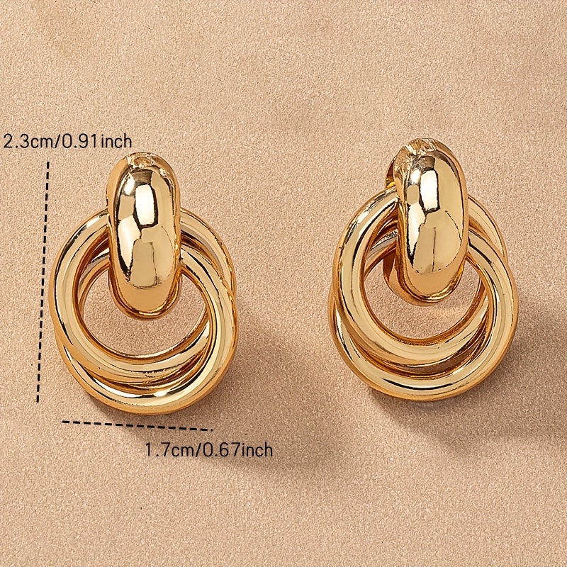 Geometric Layered Hoop Earrings Vintage Inspired Tone Iron