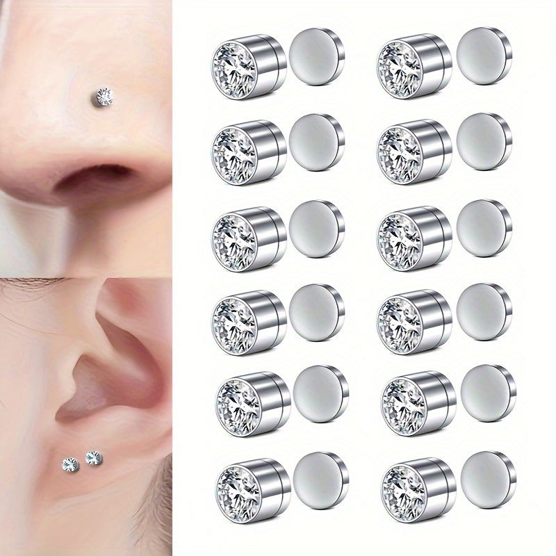 

8-piece Set Of Magnetic Fake Nose , Personalized Punk Style Fake Ear Stainless Steel, Fashionable Women's Nose Non Piercing, Jewelry Set Of Multiple Pieces