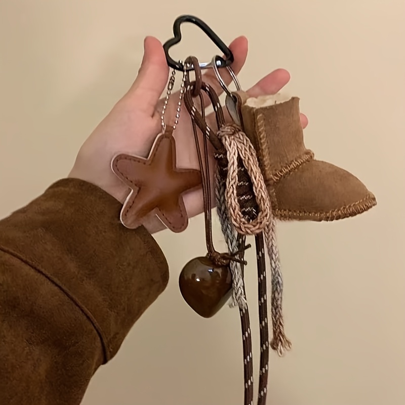 TEMU Nouveau sac de bottes de neige étoile de mer, pendentif, sac à main décoratif , accessoire de sac à corde tressée à suspendre