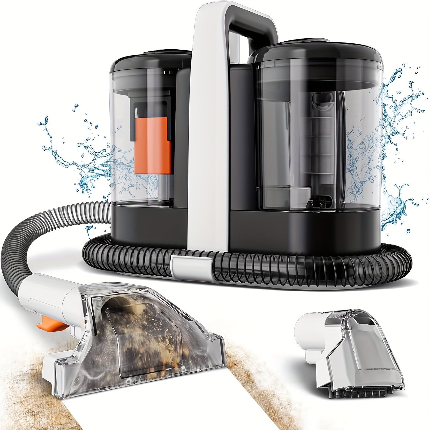 W07 Portable Carpet Upholstery Cleaner Machine Spot Stain 600w Motor Powerful Suction 18000pa With Two-brush