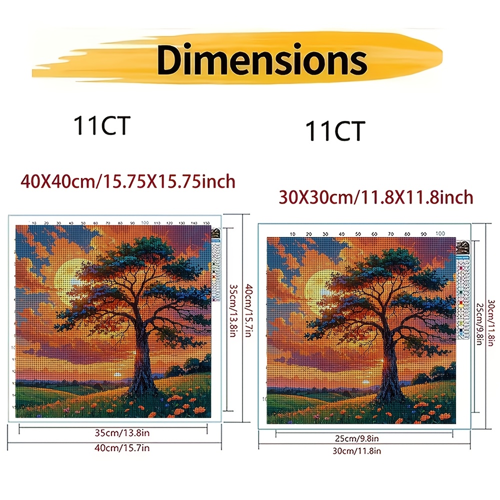 Frameless Stitch Print Kit, Unique Sunset Flower Wild Pattern