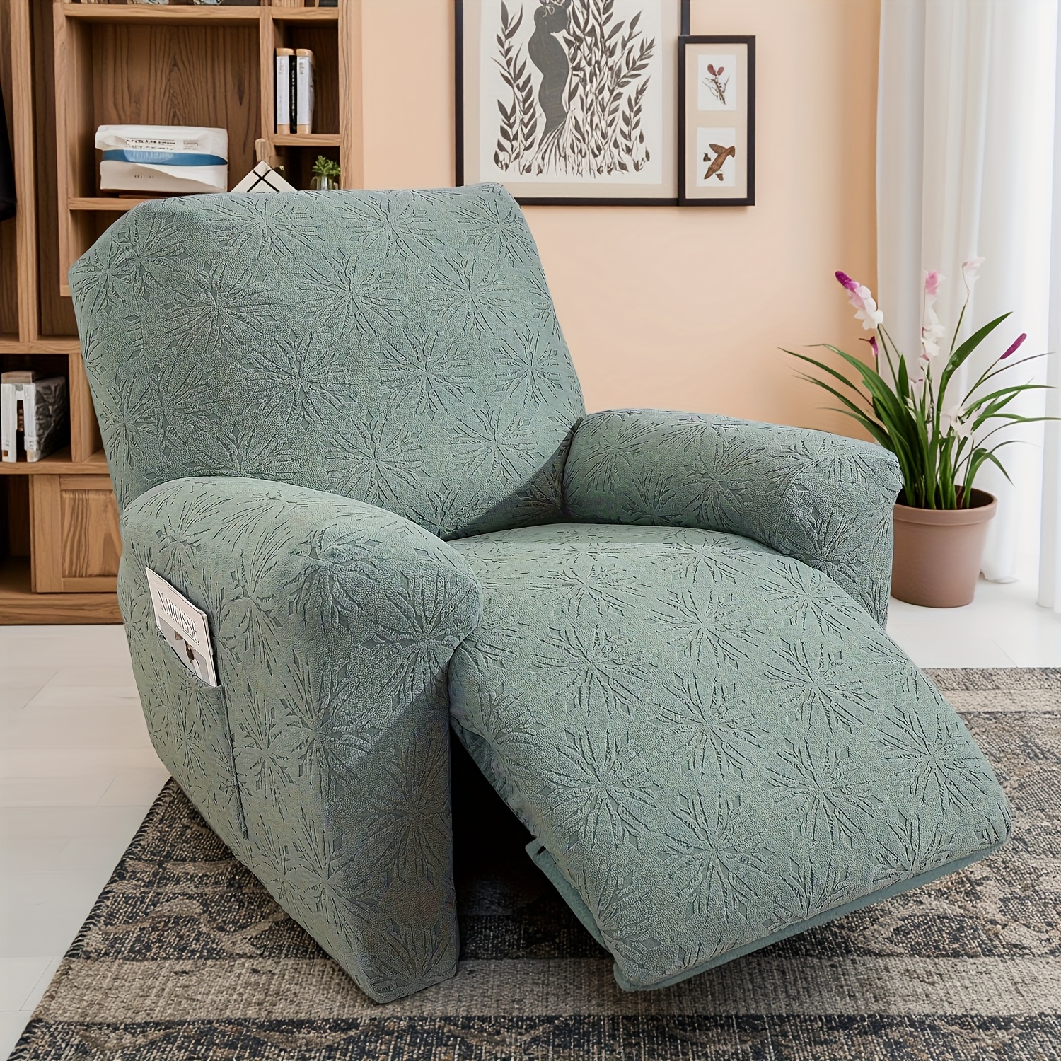 1 2 3 seater sofa recliner cover chenille fabric slip resistant washable with elastic bottom furniture protector   of 4 6 8pcs reclining chair covers