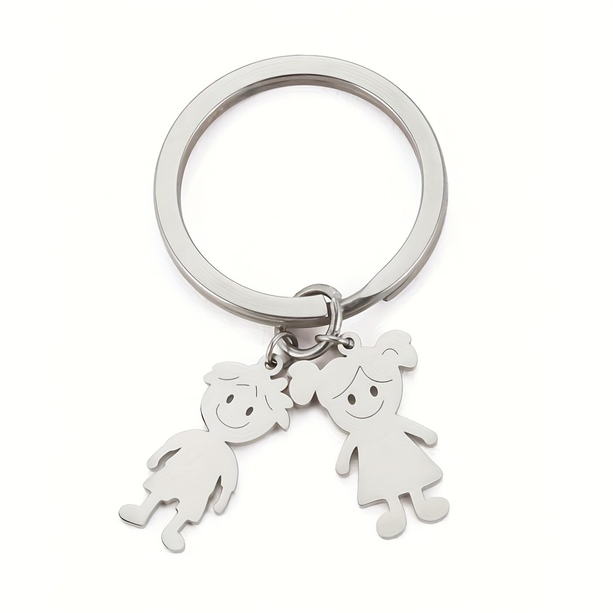 TEMU 1 Portachiavi Personalizzato, Portachiavi con e Ciondolo in Acciaio Inossidabile Argentato, Anello per Chiavi Inciso, Regalo Unico di Amicizia