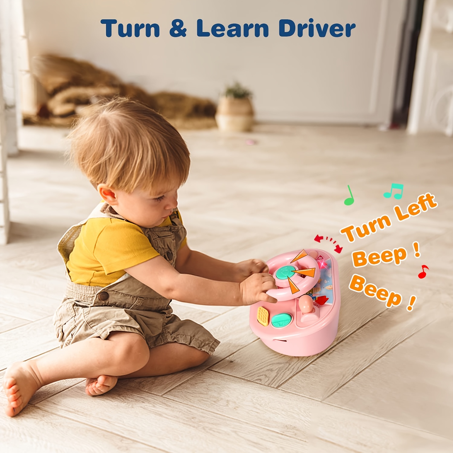 2-in-1 Baby Walker, Toddler Sitting and Standing Walker with Music Panel, Push Toy for Learning to Walk