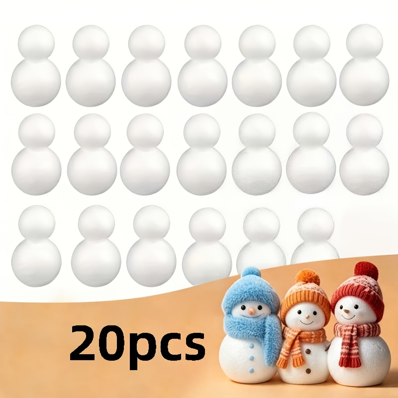 TEMU 20pcs Foam Snowman Blank Set, Snowman Model Blanks, Hand-painted Decorative Diy Materials, Art And Craft Supplies, Holiday Diy Decorations,