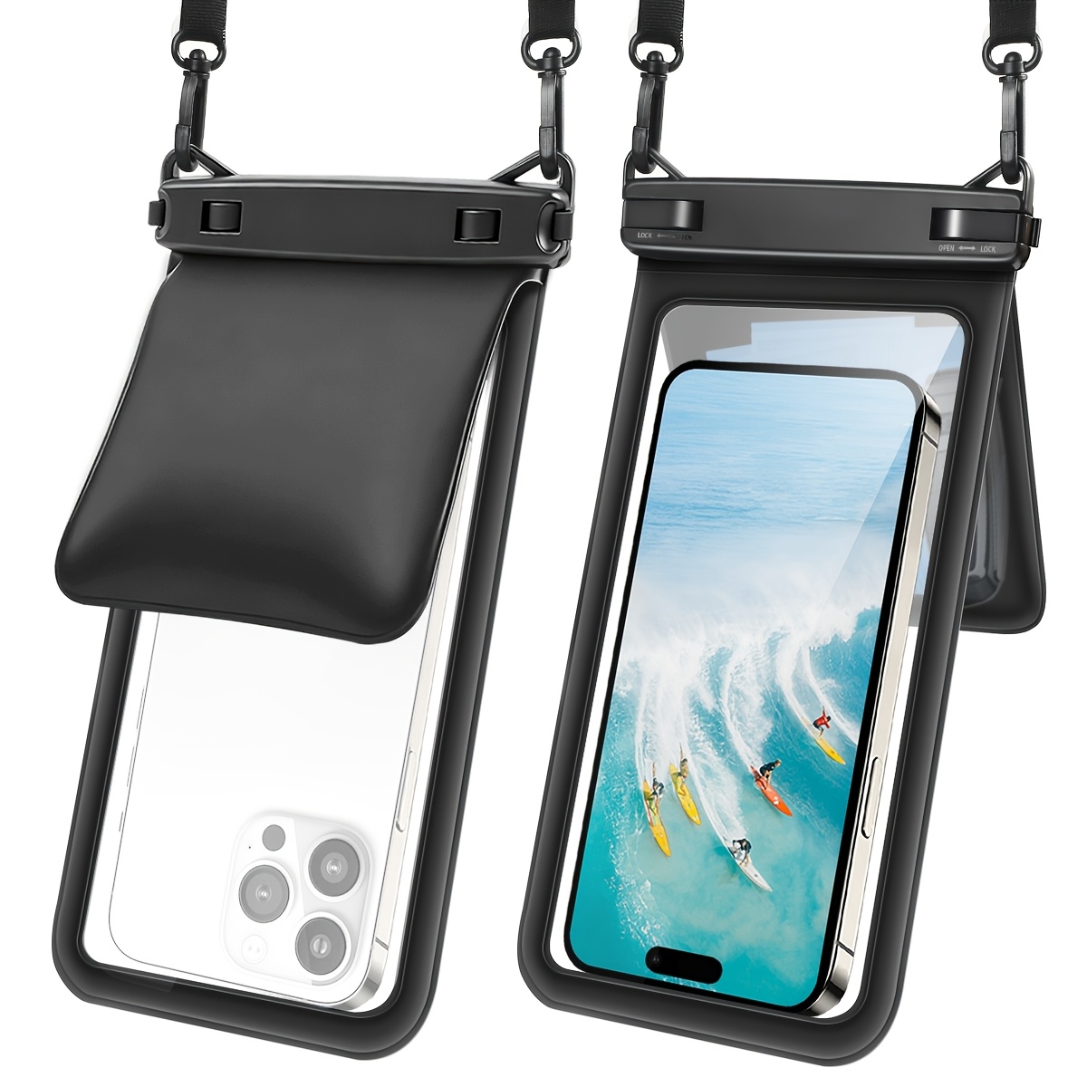Rynapac 1pc Universal Phone Pouch With Inner Pocket, Clear Phone Case, Phone Bag, Underwater Phone Case Compatible With Iphone .5", For Swimming Beach Kayaking Cruise Water Park Fishing