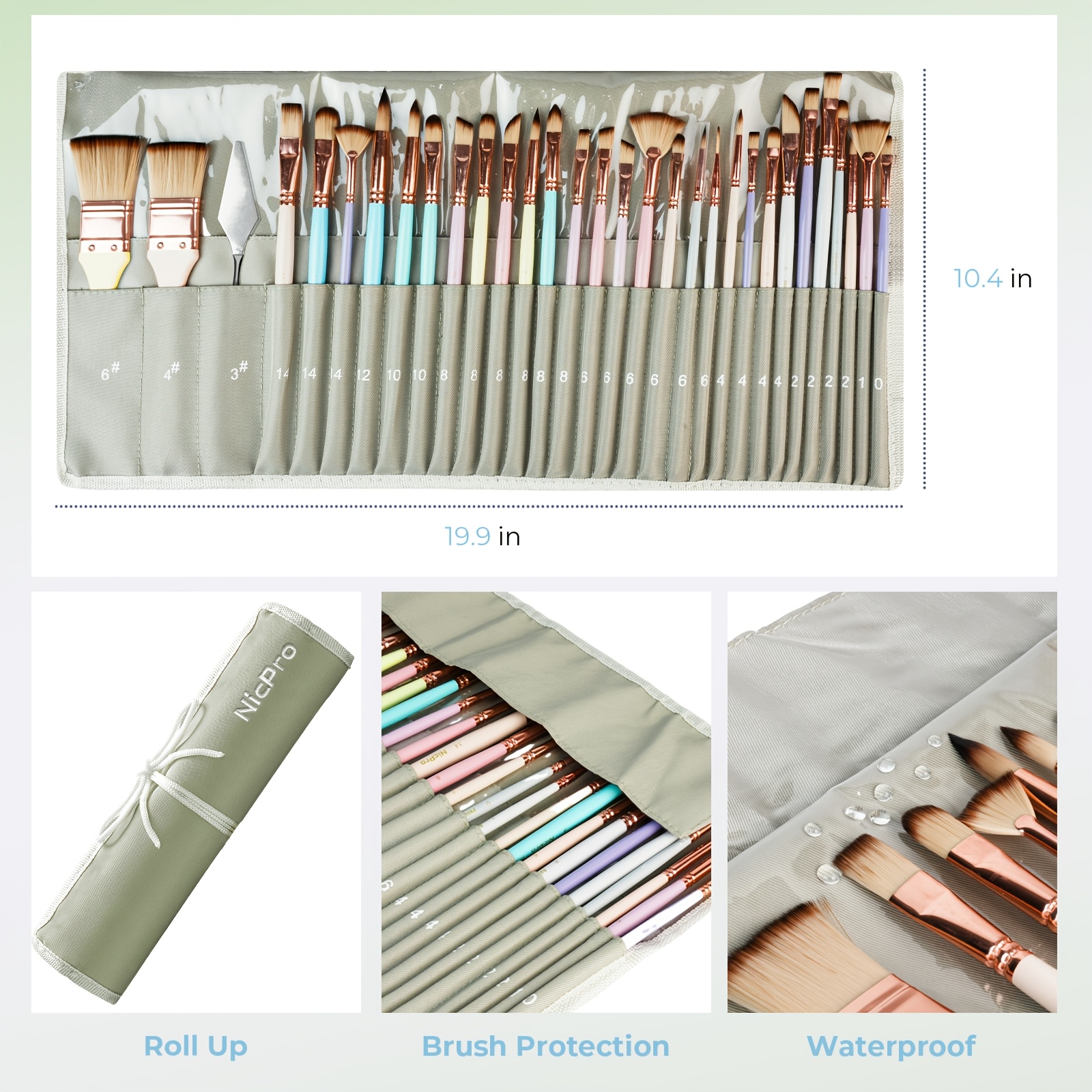 Image of 30pcs Paint Brush Set, Aesthetic Pastel Paintbrushes With Paint Spatula And Cloth Roll, Craft Paint Brushes For Acrylic Painting Oil Watercolour Gouache, For Art Supplies For Artists And Beginners