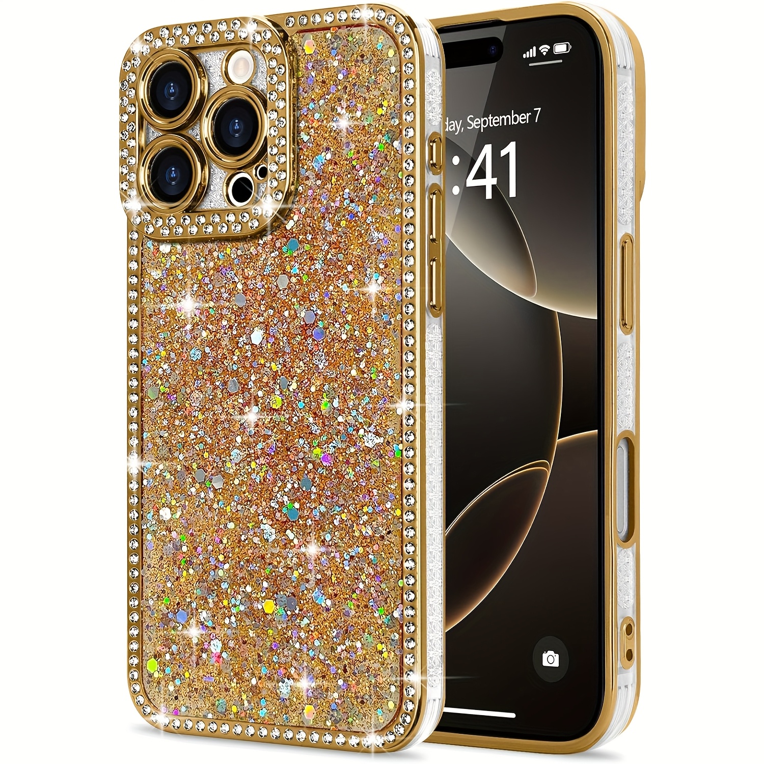 For IPhone 16/15 Plus/14/13 Pro Max Case Glitter, Support Wireless Charging, Shiny Bling Sparkly Bumper Cover For Women Soft Slim Shockproof Protective Phone - Image 10