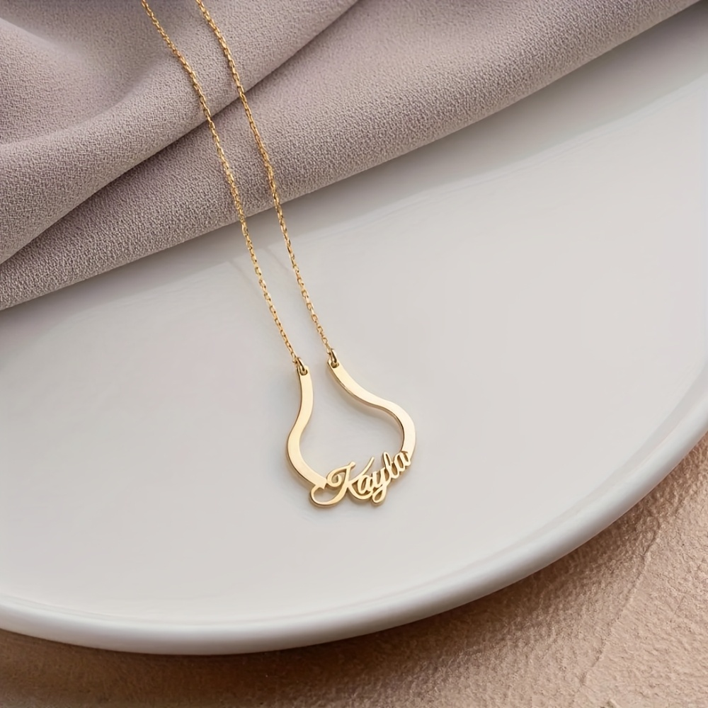 TEMU Porte-bague personnalisé avec nom, Collier porte-bague en fer à cheval, Porte-bague en acier inoxydable pour fiançailles, Porte-, Cadeau de