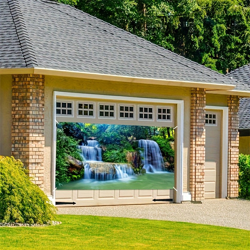 E-shop Offene 1-teilige Regenwald Wasserfall Naturlandschaft Bibliothek Tür Banner - Große Outdoor Dekorationen, für Party Hintergründe und Festliche
