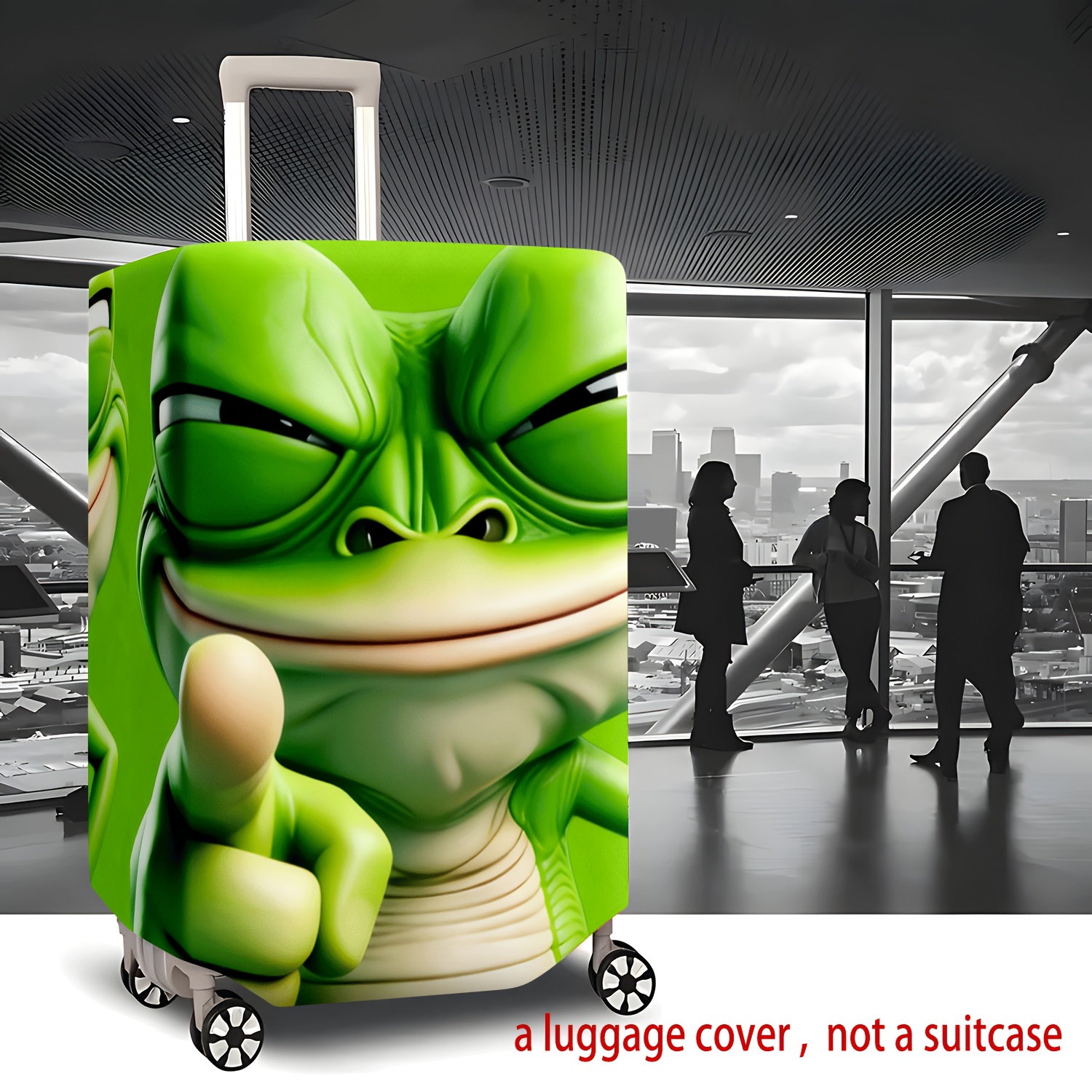 TEMU Frog Print Suitcase Cover With , Durable Lightweight Polyester Luggage Cover Suitable For Travel & Home Use, Machine Washable Frog-themed Case