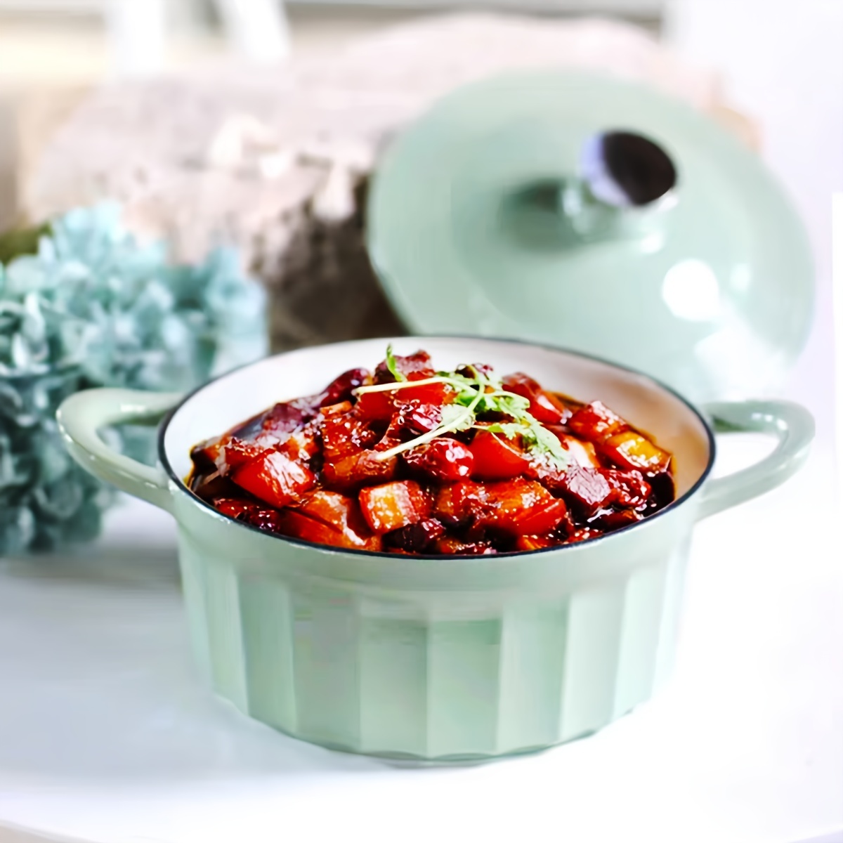 1pc enamel rice pot stew pot enameled cast iron oven pot with lid enamel stew pot enamel pot 61oz 98oz 105oz kitchenware cookware details 6