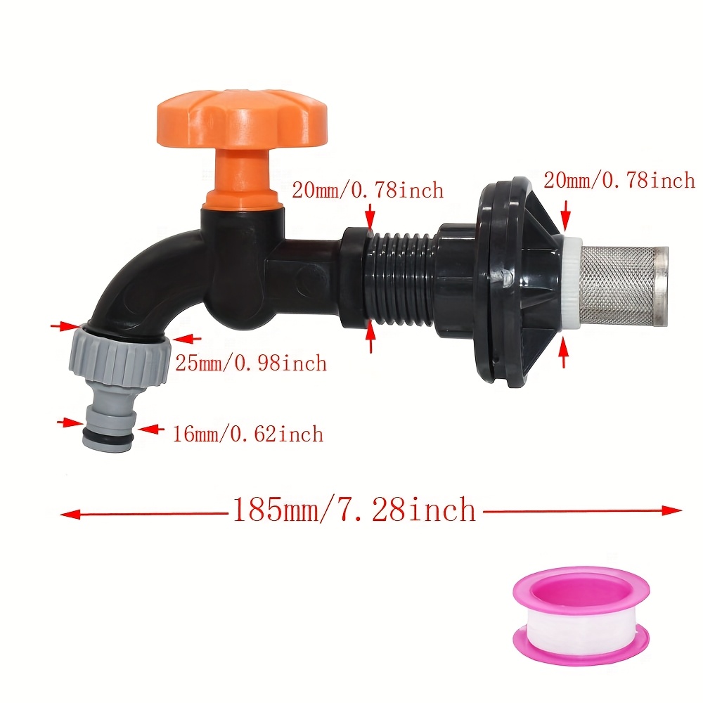 A Set Of 1/2 Inch Rain Ball Valve Faucet, Equipped With Stainless Steel Filter Additions, Suitable For Water Tanks And