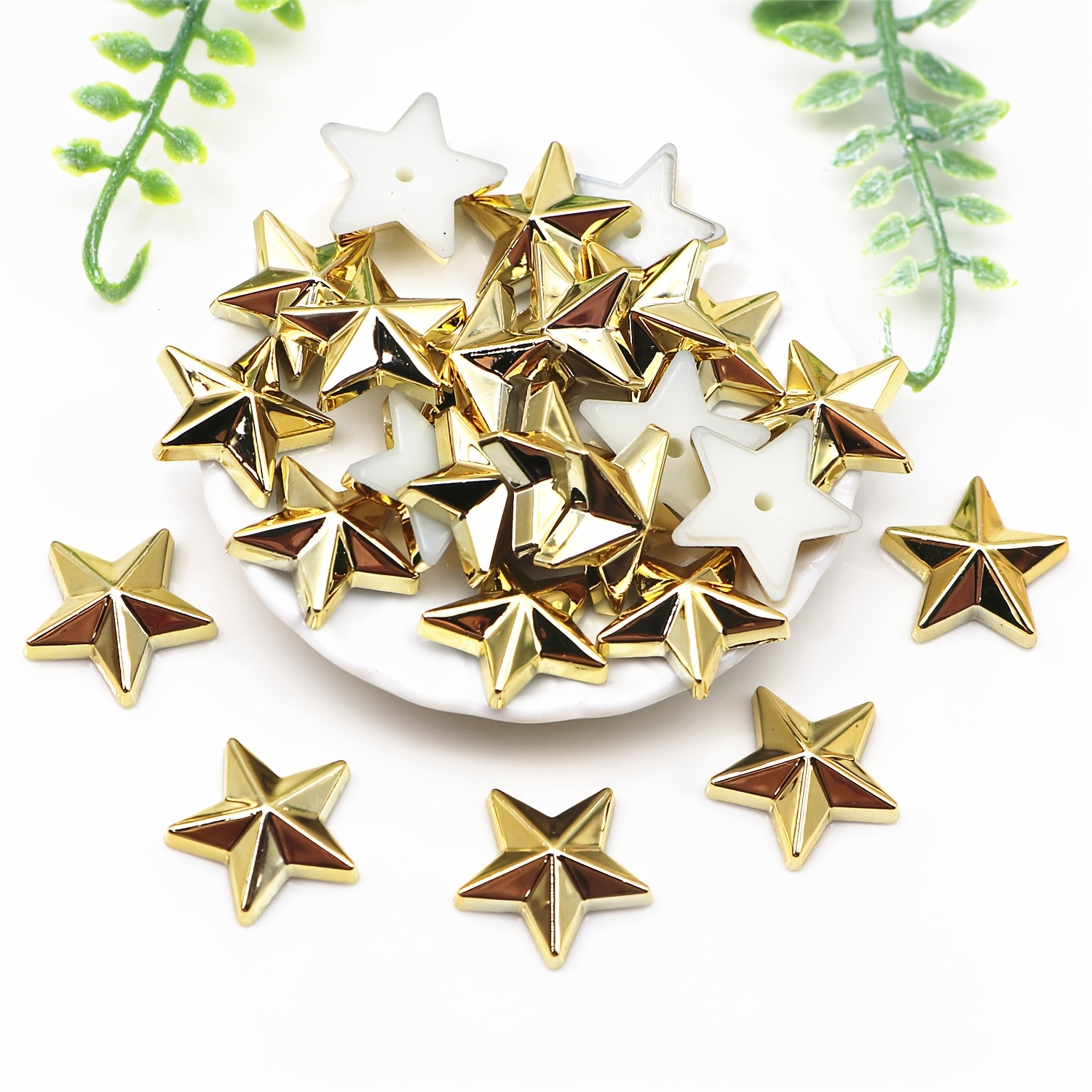 

100pcs 14mm Golden/silvery Five-pointed Star Resin Flat Bottom Ornaments, Suitable For Diy Crafts, Scrapbooks, Wedding Decorations And Clothing Embellishments