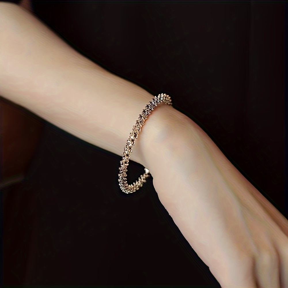 Golden Tone Bracelet for Women Minimalist Adjustable Open Cuff Bangle