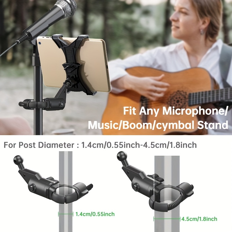 Live Streaming Tablet Holder, Suitable for Microphone, Rail and Handlebar Mounts, Music Stand Tablet Holder, Compatible with 13-Inch Large Tablets