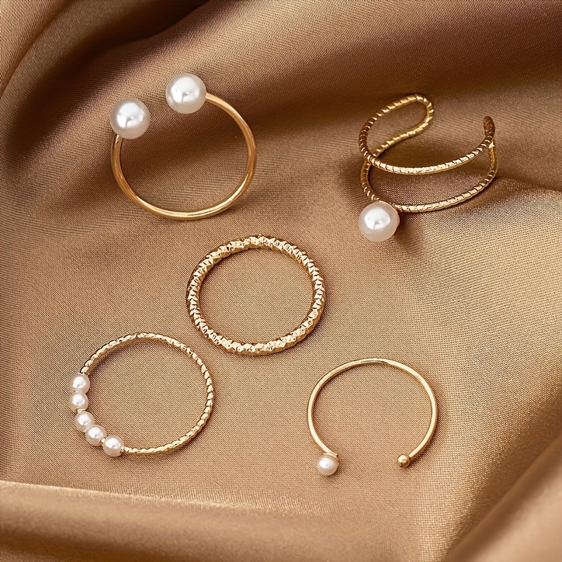 5pcs Unique Metal Minimalist Stackable Ring Set