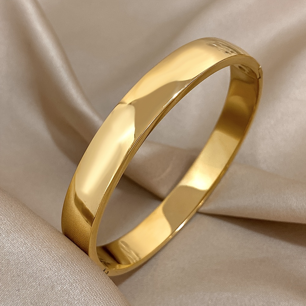 Image of Elegant Stainless Steel Wide Cuff Bracelet - Vintage Style, & Party Wear, Ideal Christmas Gift, Christmas Bracelets