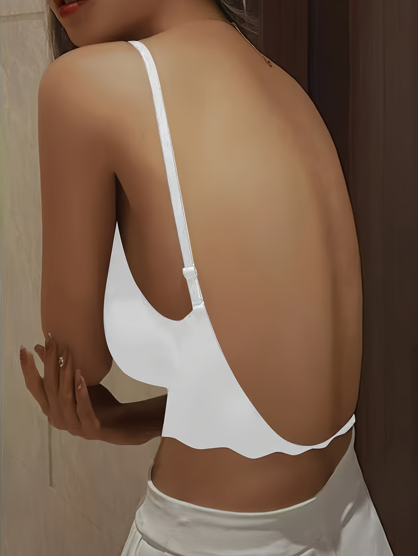 Sexy Fan-Shaped Cross-Front Strapless Bra - Breathable, Comfortable, Removable Pads, Seamless Wireless Design for Adult Daily Wear, Solid Color, Comfortable Support | Scalloped Back Design | Removable Pads Bra | Seamless stronling