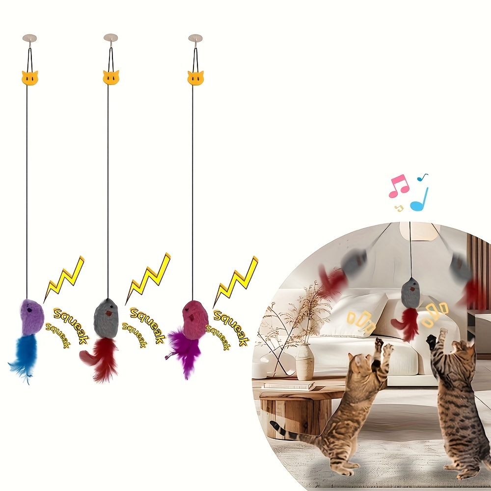 

Interactive Cat Toy, Used For Hunting And Exercise To Eliminate Boredom, Suitable For All Breeds, Cat Toy Hanging Mouse, Chirping Sound, Adjustable Length , Cat Toy, Interactive Door Hanging Cat Toy