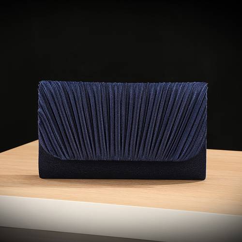 item picture new solid color evening dress bag with pleated stylish storage bag for women suitable for parties versatile evening gown bag with detachable metal chain for shoulder or crossbody use an elegant gift for women