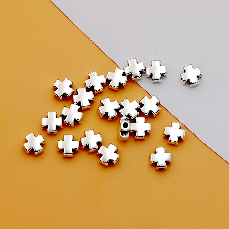 Image of 20pcs Alloy Crosses Beads Cross Spacer Bead Crosses Charm Alloy Ancient Silvery Tibetan Silvery Making Bracelets Necklaces Crosses Beads Hand Made Additions