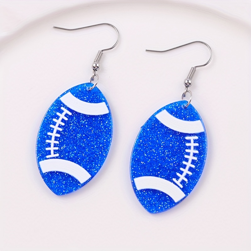 TEMU A Pair Of Stylish Sports-themed Drop Earrings, Lightweight And Sparkling Acrylic Jewelry For Women, Perfect For Game Day