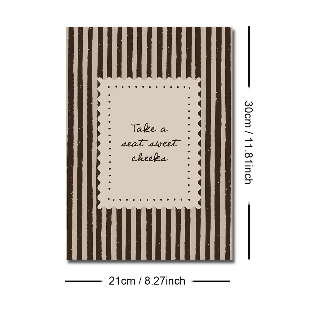TEMU 2d Flat, 2d Flat, 2d Flat 1pc Unframed Take A Seat Sweet Cheeks Funny Quote Bathroom Canvas Poster Vintage Black Striped Humorous Toilet Trendy