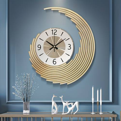 maddə şəkli elegant 3d qızıl metal divar saatı - səssiz, tıkma, müasir dekor yaşayış otağı və ya yataq otağı üçün, unikal qeyri-adi forma, milad mövzusu, avtomatik bağlanma, yapon kvartz hərəkəti, batareya ilə işləyən (aa), yaşayış otağı dekoru | elegant divar saatı | metal çərçivə saat, divar saatı yaşayış otağı