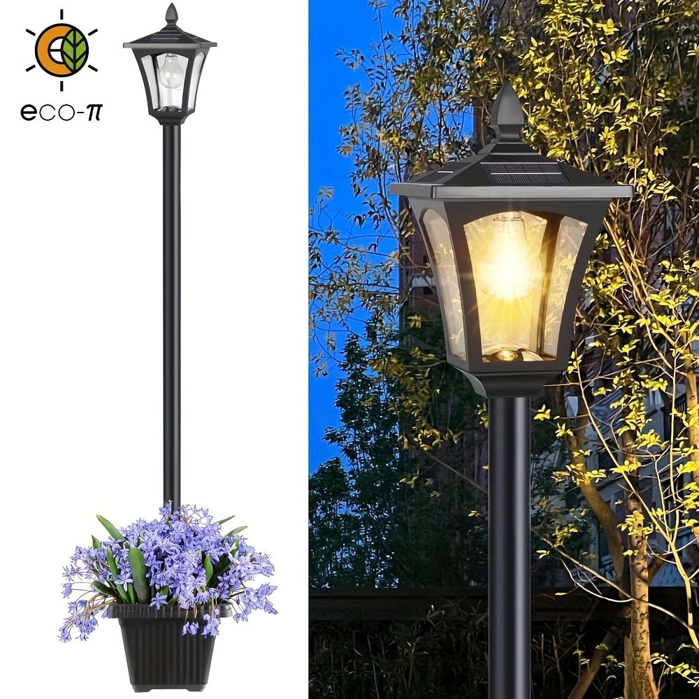 

160cm Solar Outdoor Light With Planter, Waterproof Solar Post Lamp Ligts, Solar Garden Lights For Backyard, Pathway, Patio, Lawn, Decor