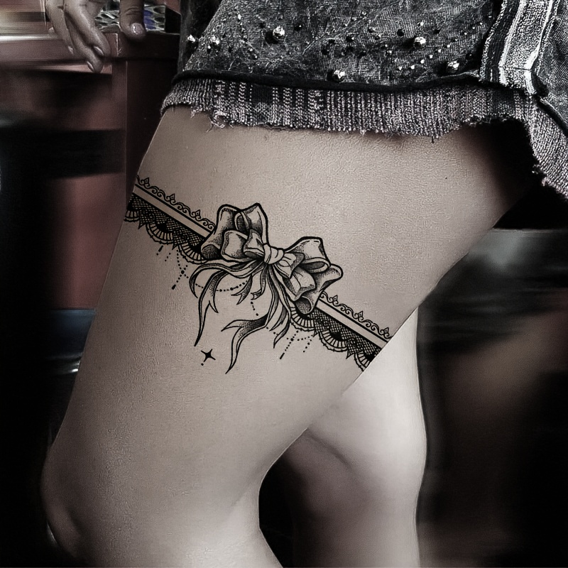 a lace bow temporary tattoo sticker featuring