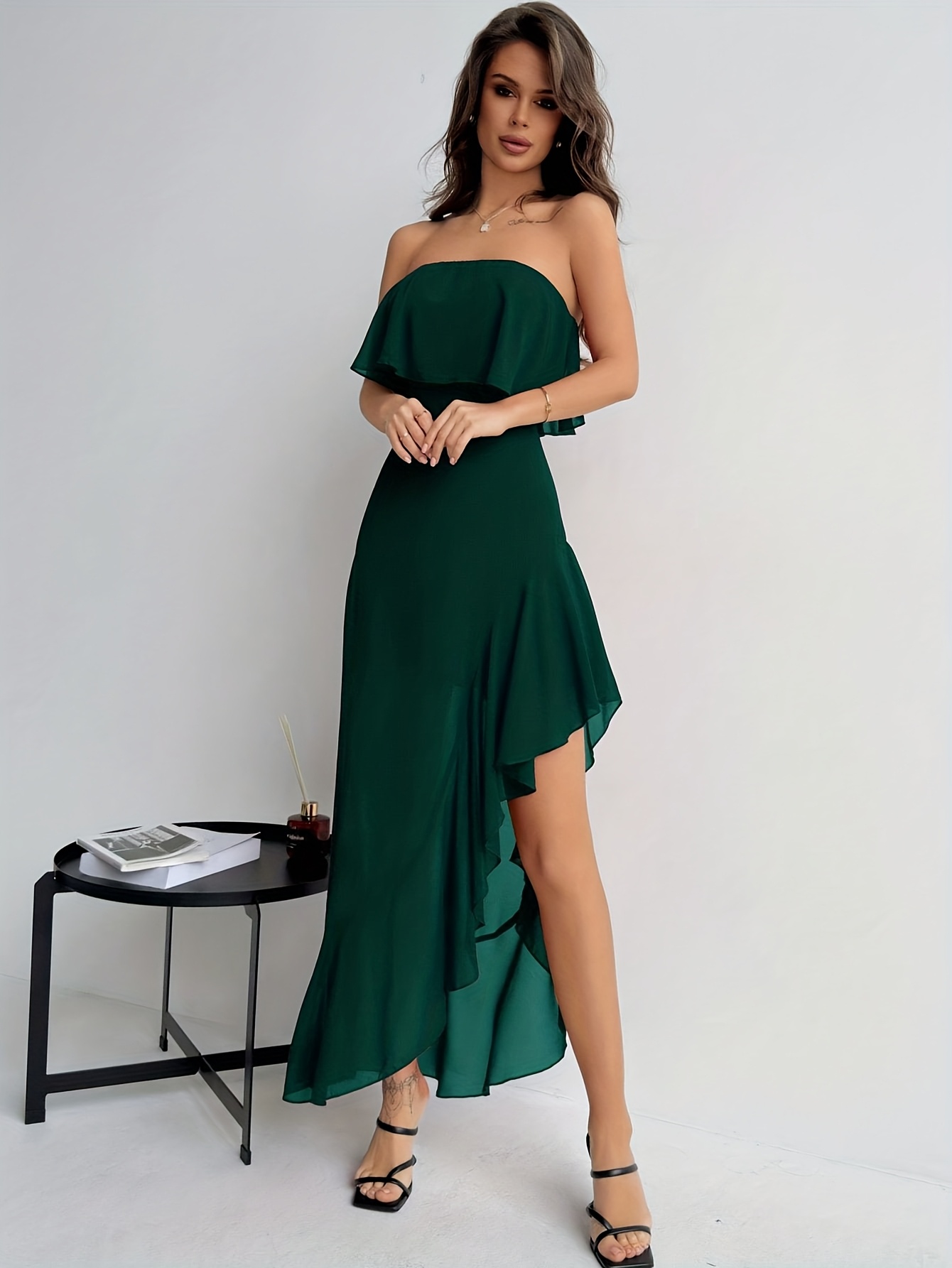 womens spanish flamenco dress strapless one shoulder a line - Temu Mexico
