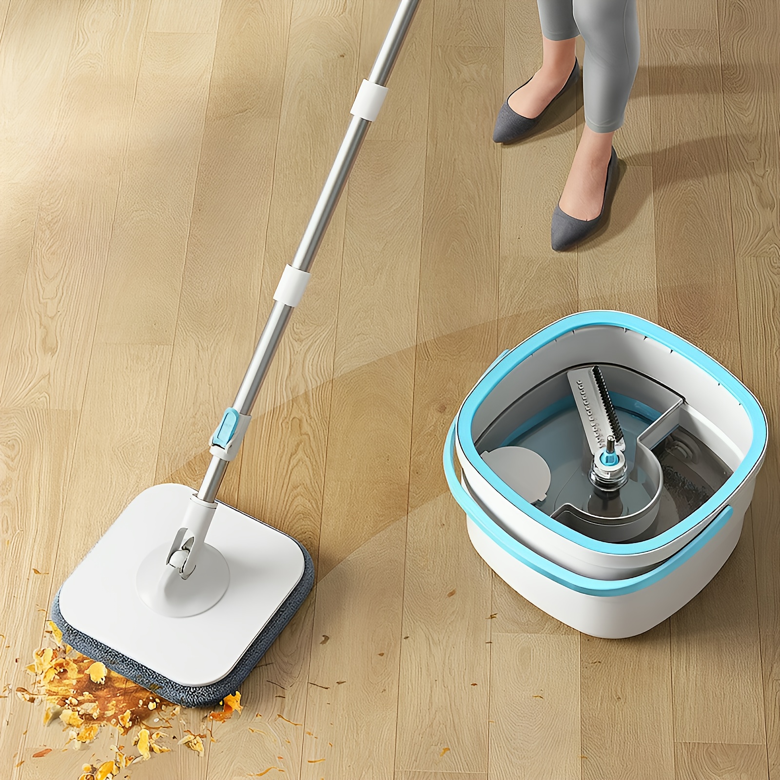 Mop And Bucket With Wringer Set 360° 3psc Microfiber
