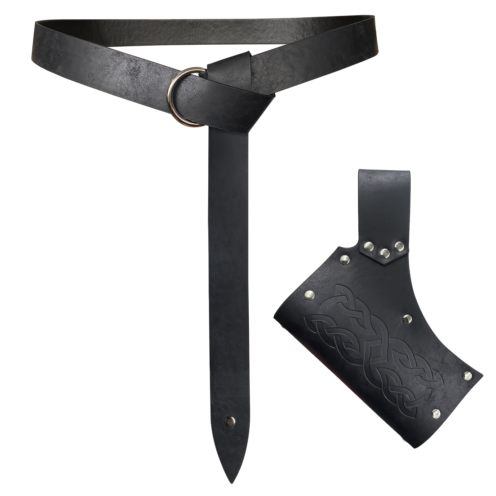 TEMU 2pcs Medieval Belts, Renaissance Knight Waist-cinching Embossed Scabbard Set, Suitable For Larp Cosplay Clothing, Halloween Men And Women Gift,