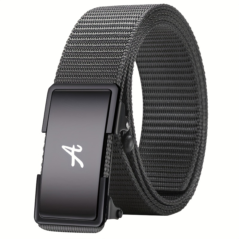 Men's Canvas Belt with Letter A Pattern Basic Palette Low Key and Practical