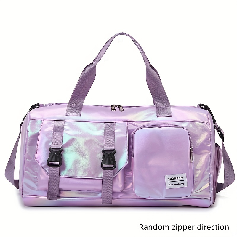 TEMU Shimmering Travel Duffel Bag With Random Zipper Direction - Perfect For Fitness And Travel