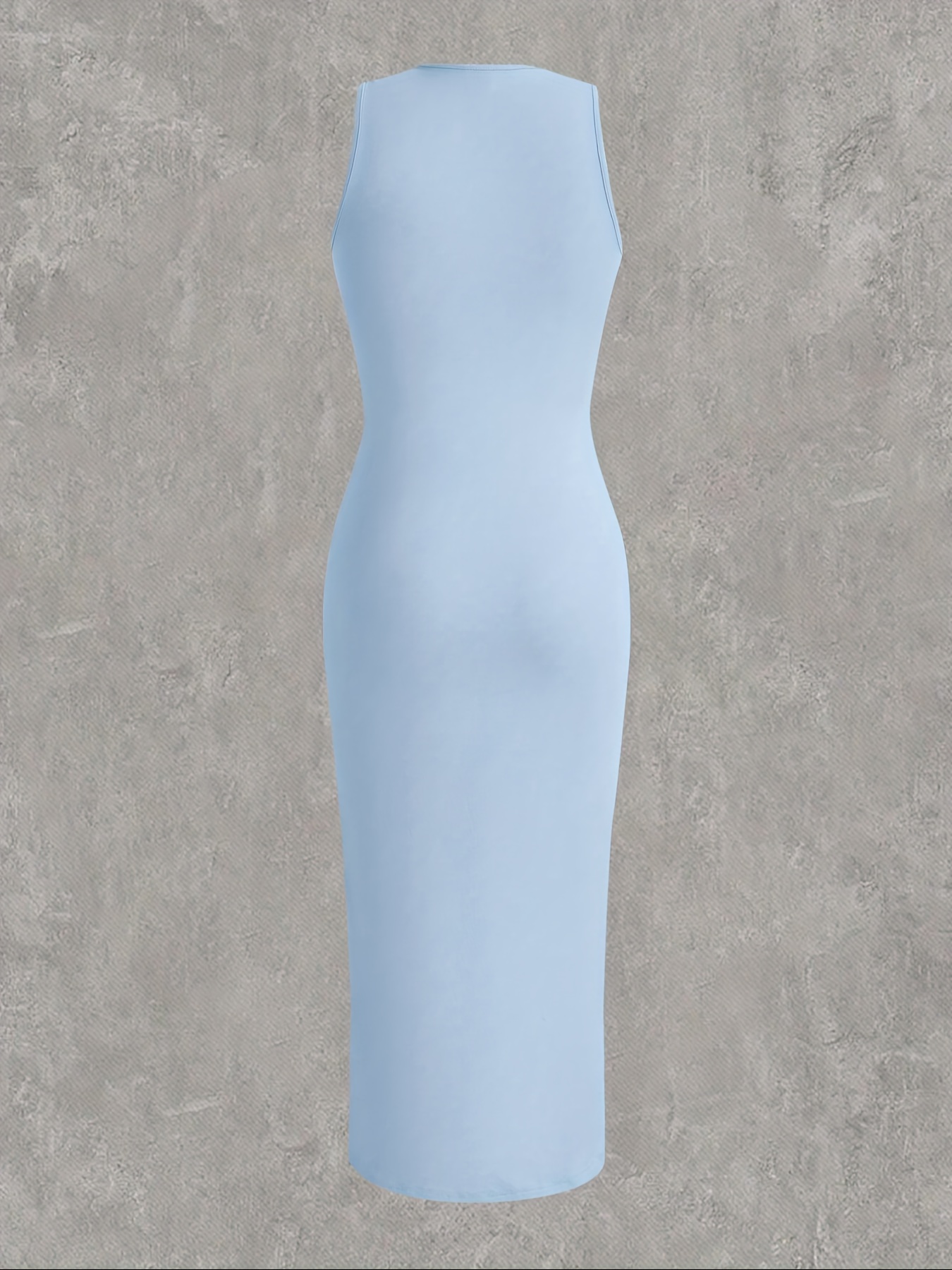 womens plain bodycon dress casual sleeveless round neck long