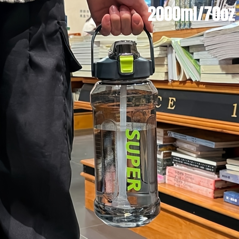 TEMU 1pc Extra-large Capacity Sports Water Bottle, Portable And Simple High-temperature Resistant Plastic Water Bottle For Fitness, Outdoor, And