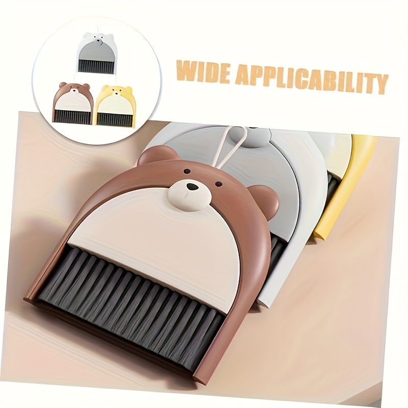 office desktop mini broom and dustpan set compact cleaning tool suitable for office desk window sill keyboard cleaning and home kitchen   in gray brown and yellow Product details 0