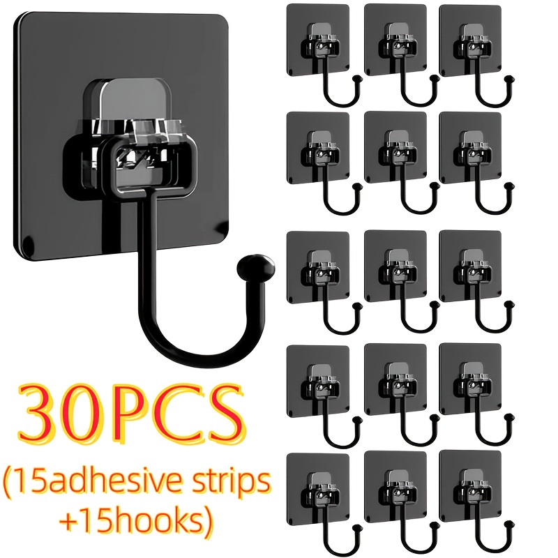 TEMU Set da 30 pezzi: 15 adesive ganci, ganci multiuso, eleganti ganci da parete autoadesivi - Senza foratura, facili da installare - Ideali per