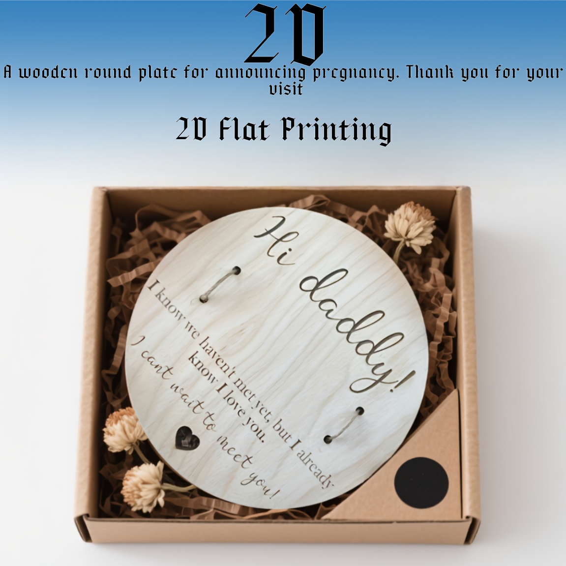 E-shop 2D Flachdruck, Schwangerschaftsankündigung für Papa Holztafel - Überraschungsgeschenk & Dekoschild, 2D Flat