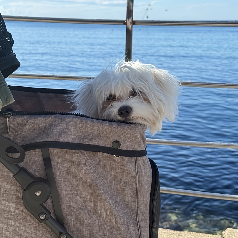 Dog Stroller for Small Dogs and Cats with Storage Basket