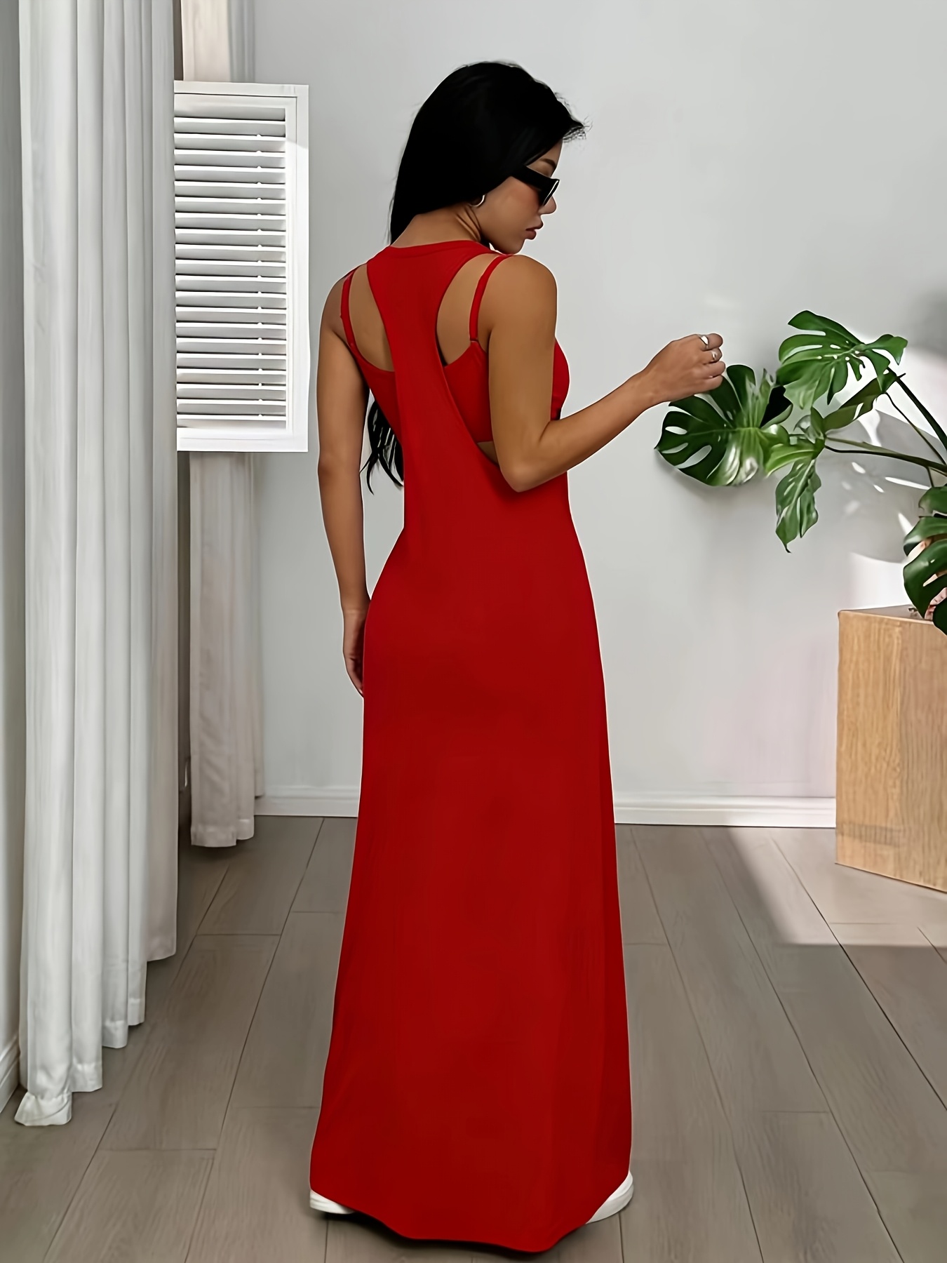   color asymmetrical neckline sleeveless casual dress set is perfect for summer wear Product details 15