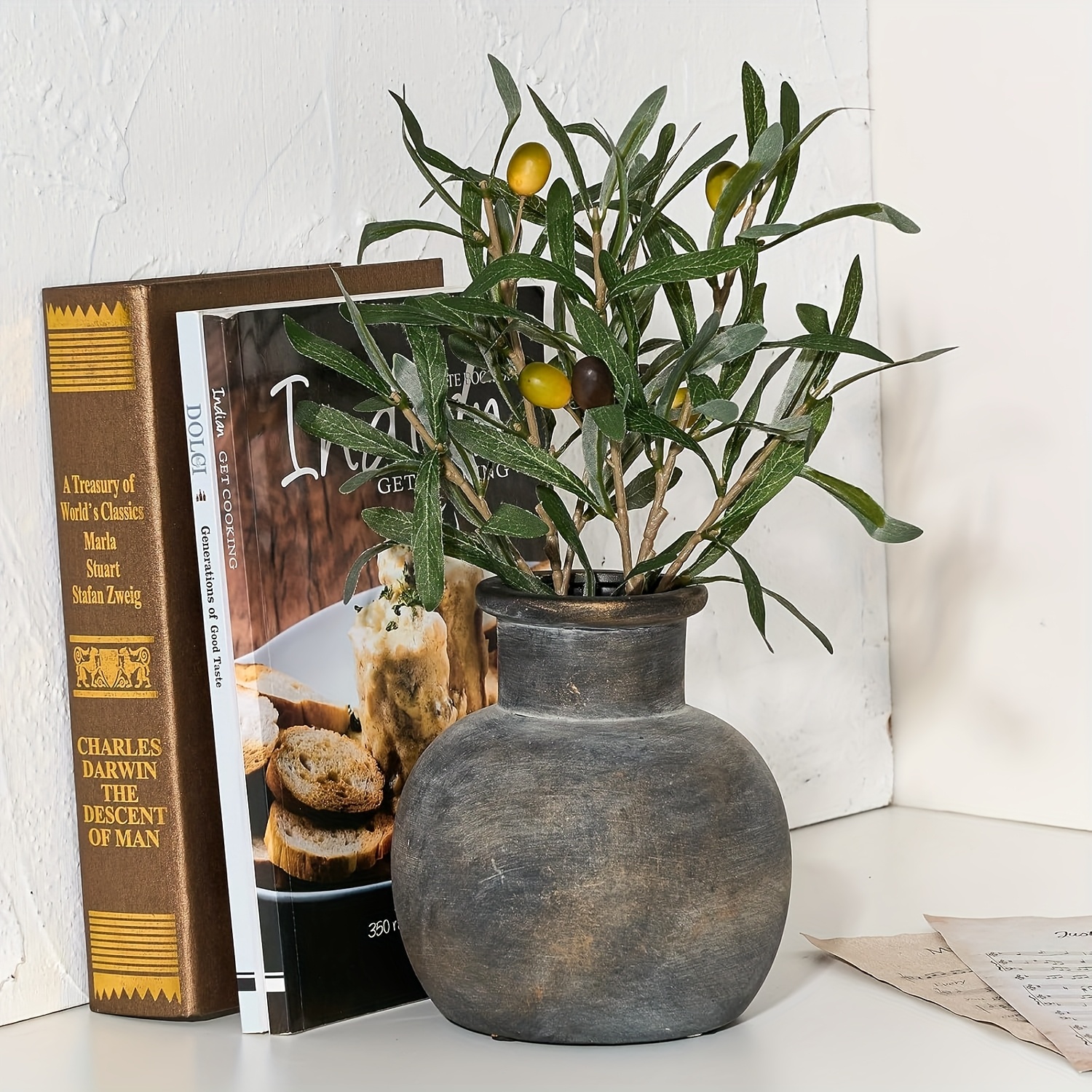 Ceramic Rustic Farmhouse Vase for Home Decor