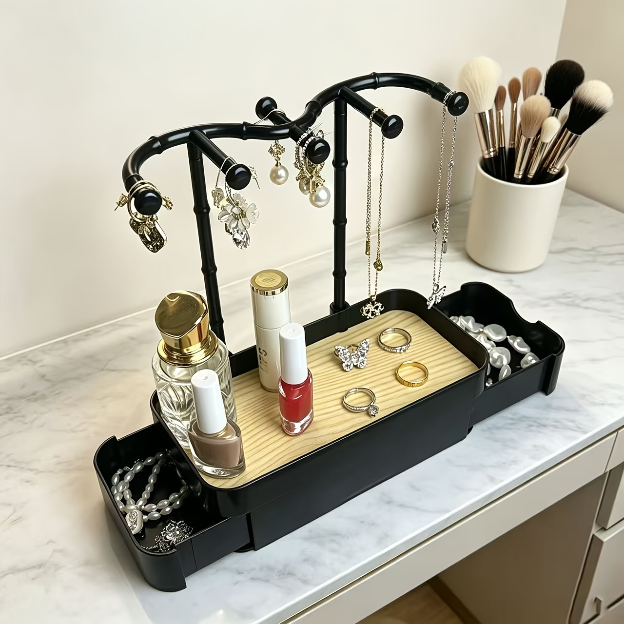 TEMU Multicolor Multifunctional Double-layer Jewelry Organizer Jewelry Storage Box Jewelry Stand For Storing Necklaces Bracelets Earrings Rings And