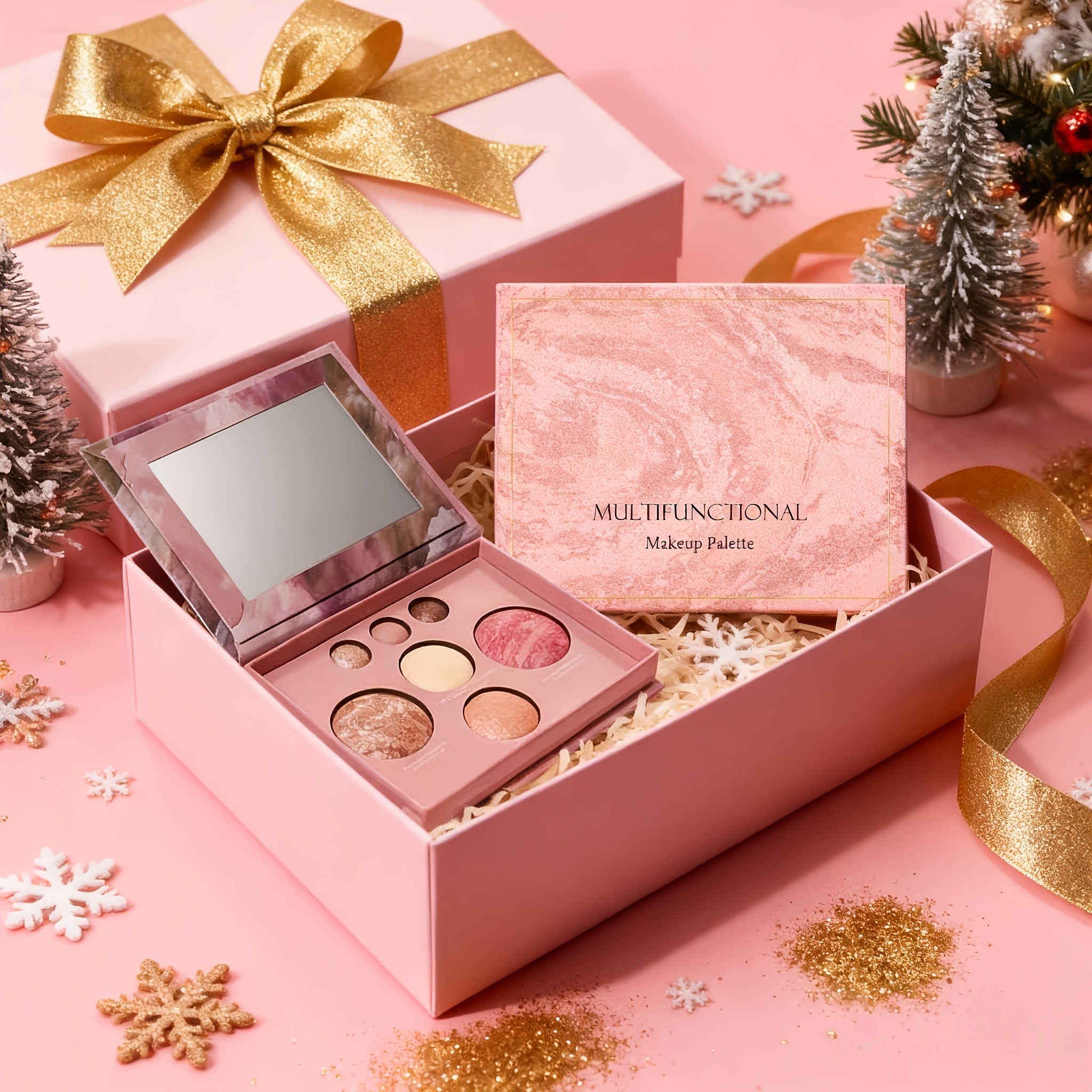TEMU 7-color For Makeup Palette, High-gloss, Contouring, Blush And Eyeshadow, High-quality Pigments, Fine Powder, Application, Matte End, Waterproof