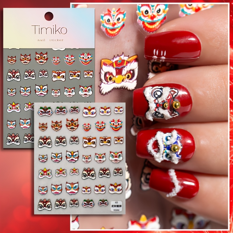 

A Of Chinese-themed Nail Stickers, Featuring 3d Embossed Designs For Year And .