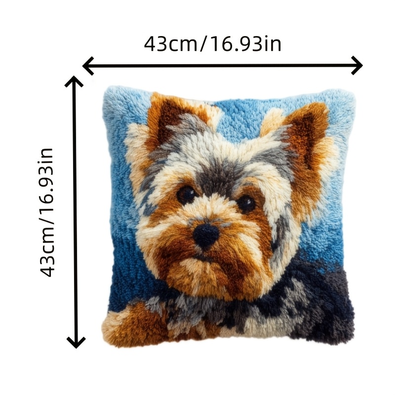 Latch Hook Pillow Kit with Black Horse Pre-Printed Cover, DIY Craft Set